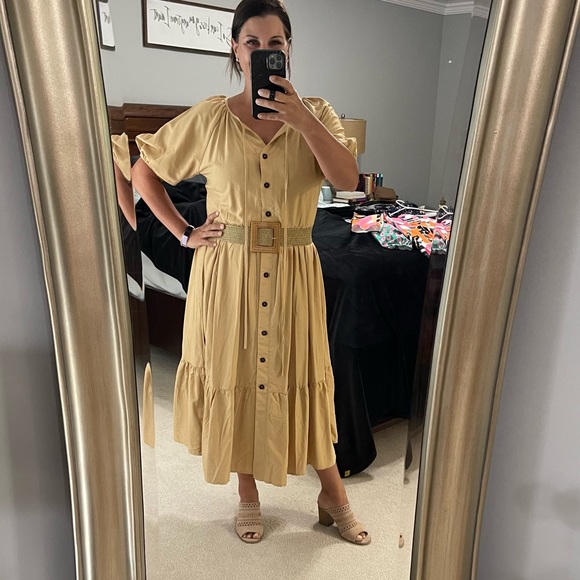 Amkoyam Dresses & Skirts - NWT Button Down Khaki Dress